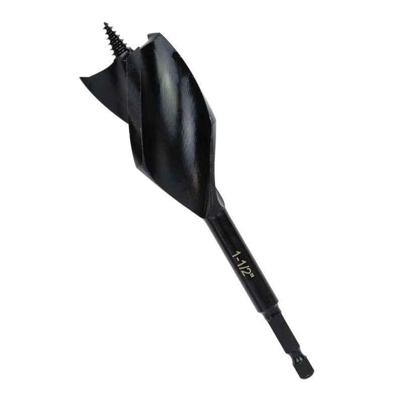 Greycore Tools 1-1/2 Inch x 6 Inch 3-Flute Auger Bit, Wood Drill Bit for Hard and Soft Wood, 1/4    Quick Change Shank, Woodworking Auger Bits (1-1/2    x 6    Auger) - Image 4